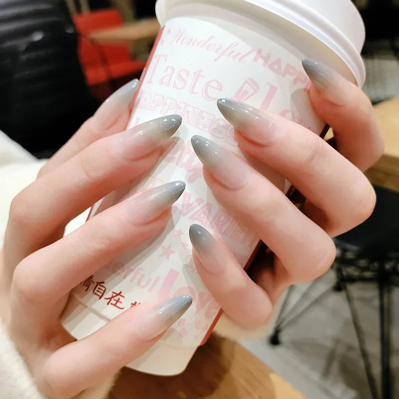 24PCS stiletto false nail tips Mid-length Gradients press on nails wearable full cover fashion false fingernails patch for girls
