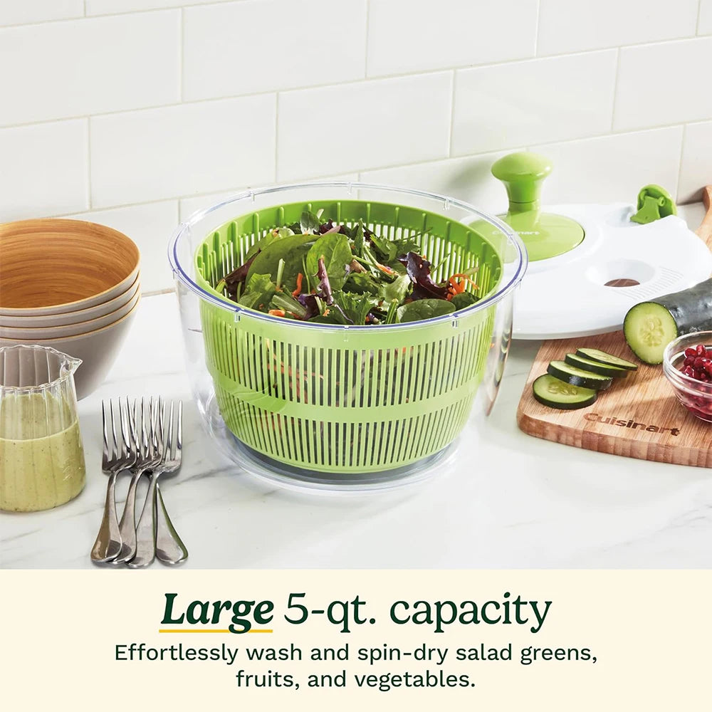 LMETJMA 5 L  Large Salad Spinner Vegetable Washer Dryer Drainer Strainer with Bowl Colander Multi-Use Lettuce Spinner JT252