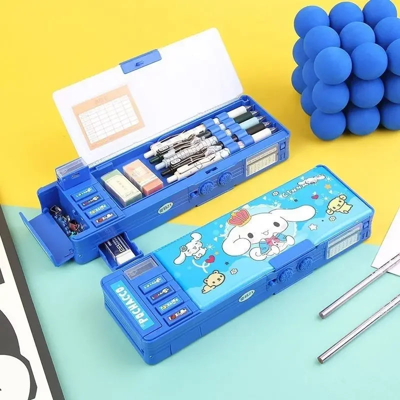 Cartoon kuromi My melody Cinnamoroll password lock multifunctional stationery box kawaii pencil case school supplies wholesale