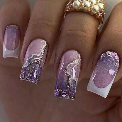 Wholesale Price Press On Nails Ballerina Medium Coffin False Nails French Tip Nails Manicure Stick On Nails Acrylic Fake Nails