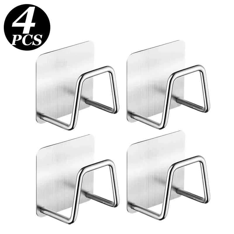1/10pcs Kitchen Stainless Steel Sink Sponges Holder Self Adhesive Drain Drying Rack Shelf Household Wall Hooks Storage Organizer