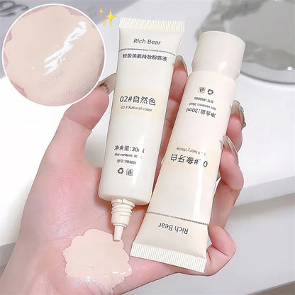 Moisturizing Liquid Foundation Ivory White Natural Color BB Cream Waterproof Lasting Base Concealer Lightweight NonSticky Makeup