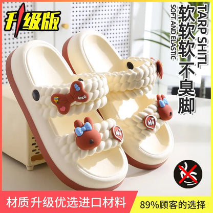 Women's Thick Bottom Sandals Summer Outdoor Anti-Slip Beach Casual Flip Flops Comfortable Sensation PVC Material Cartoon Pattern