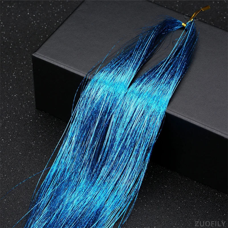 Sparkle Shiny Hair Tinsel Rainbow Strands Dazzles Women Hippie for Braiding Headdress False Hair Extensions Decor Glitter Strips