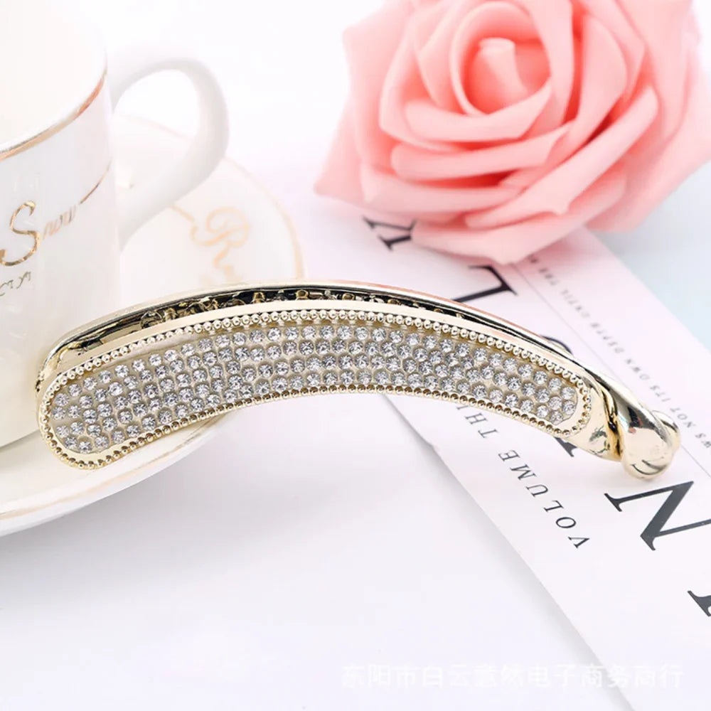 Rhinestone Banana Clip Crystal Barrette Ponytail Fixing Hairpins Hair Banana Clip Women Hair Styling Accessories Hairgrip Gifts