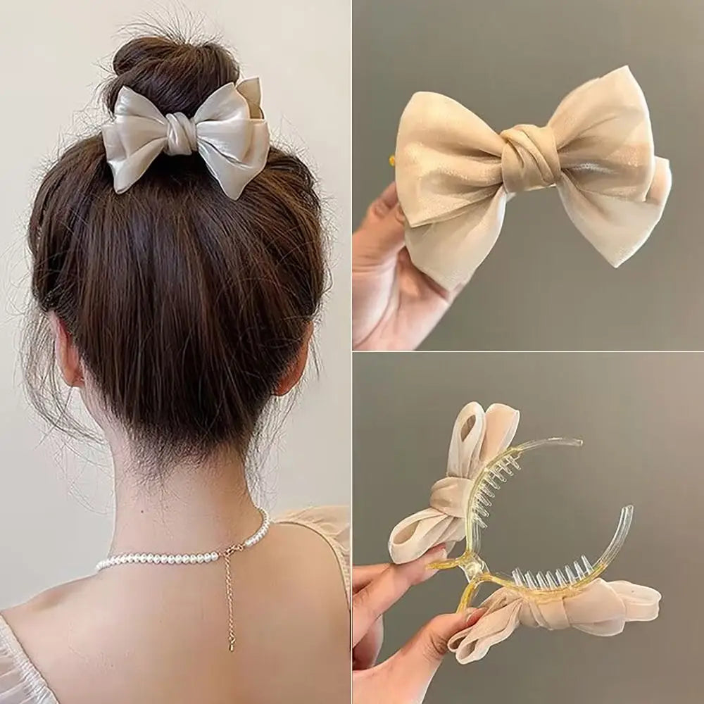 Vintage Bow Hair Clamp Pastoral Style Hair Accessories Hair Clip Back Head Hairpin Women Girls