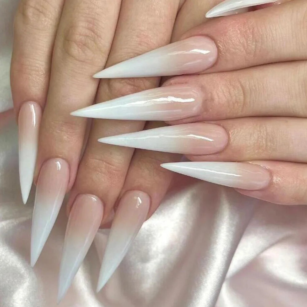 24pcs/set Long Stiletto Fake Nails Punk Snake Pattern Black White Matte False Nails Artificial Full Nail Tips Manicure Tools