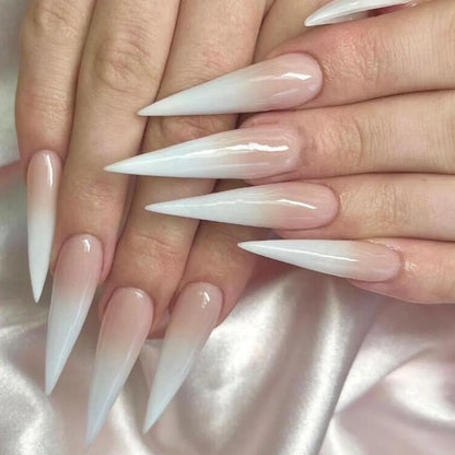 24pcs/set Long Stiletto Fake Nails Punk Snake Pattern Black White Matte False Nails Artificial Full Nail Tips Manicure Tools