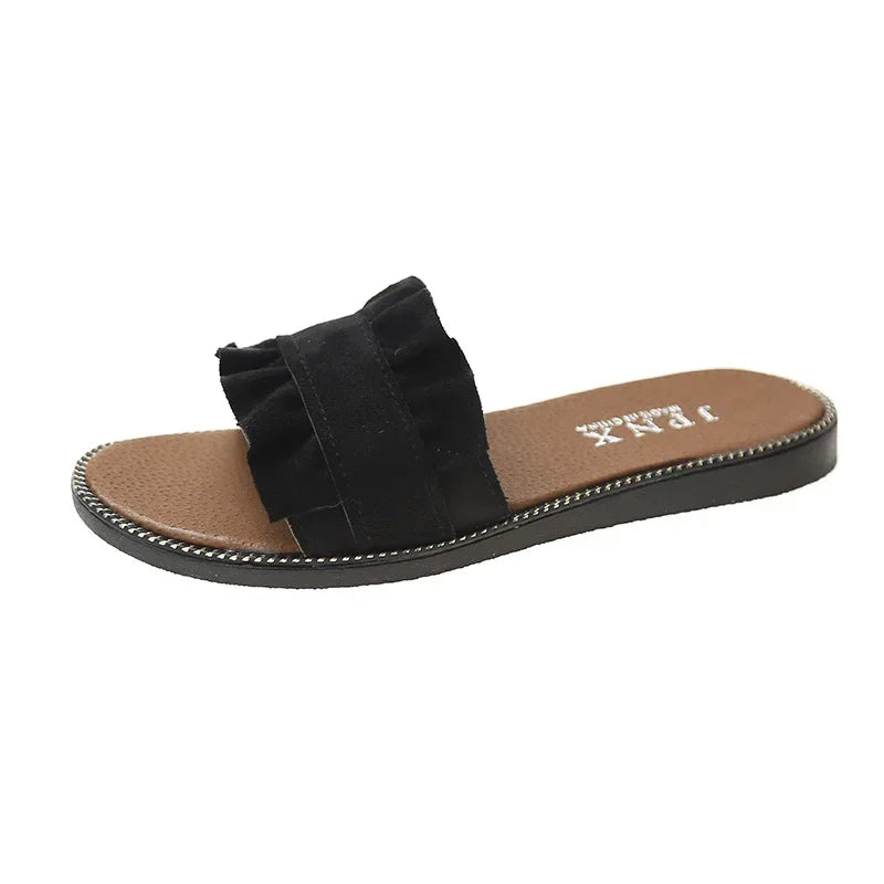 2025 Spring Summer New Women's Slippers Casual Beach Plus Size Women's Sandals Flat Bottom One-Row Slippers Wholesale
