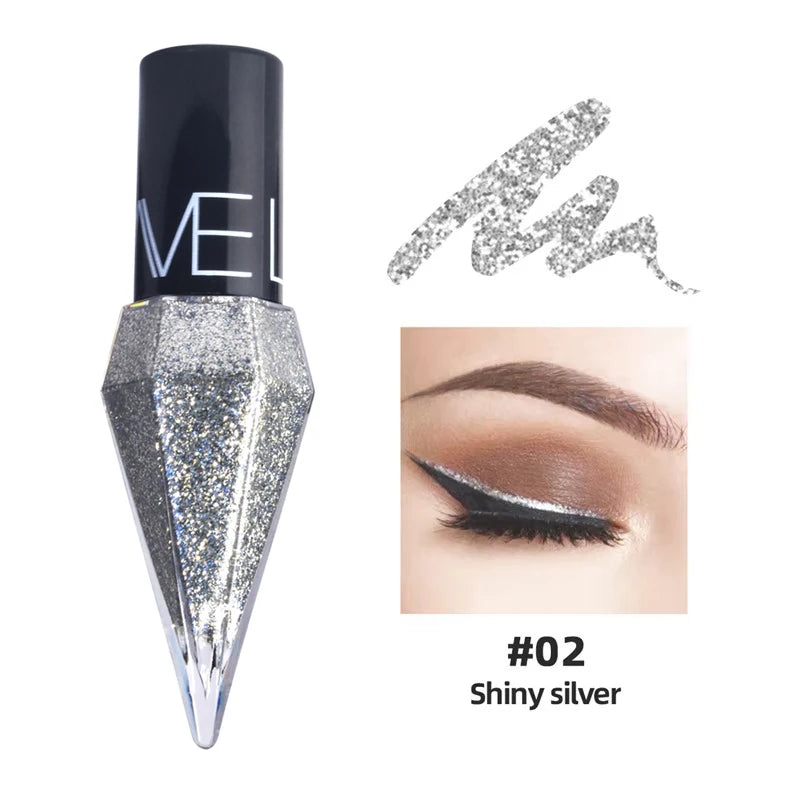 New Professional Shiny Eye Liners Cosmetics for Women Pigment Silver Rose Gold Color Liquid Glitter Eyeliner Cheap Makeup