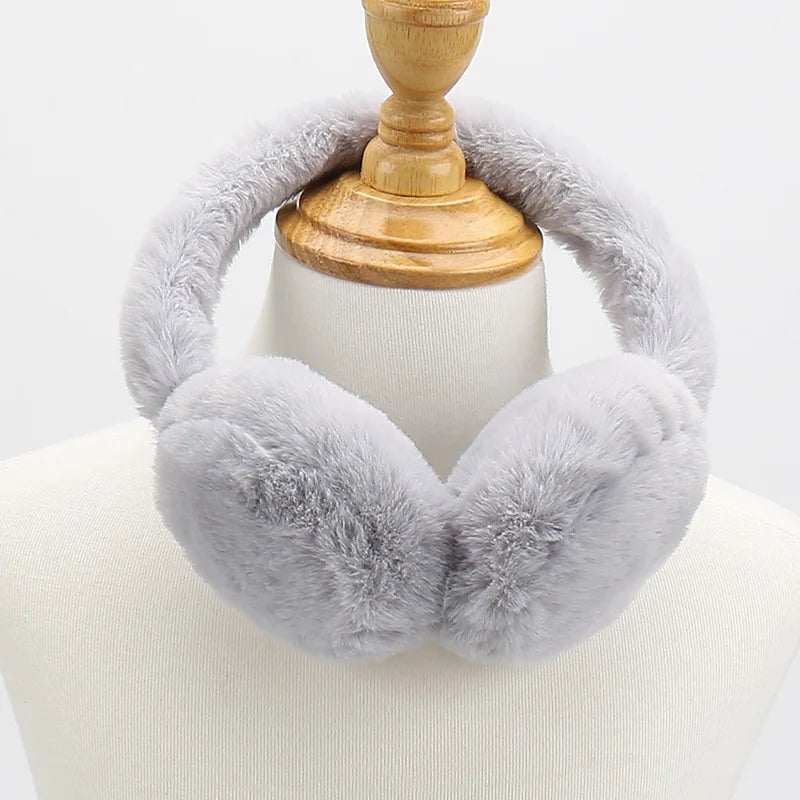 Cute Bear Ears Winter Warm Earmuffs for Women Girls Kids Plush Thick Soft Ear Muffs Protect Ears Foldable Warmer Cover Earflaps