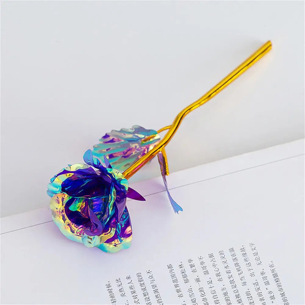Golden Rose Flower with Gift Box Valentine Day Gift Artificial Roses Foil Rose Flowers Party Wedding Decor Present For Lover