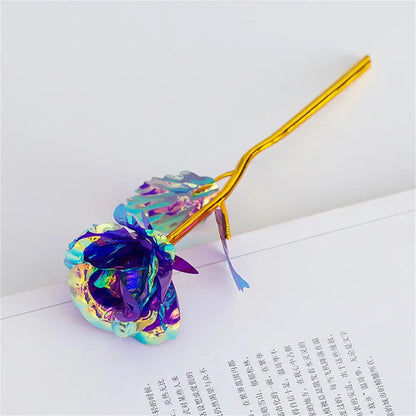 Golden Rose Flower with Gift Box Valentine Day Gift Artificial Roses Foil Rose Flowers Party Wedding Decor Present For Lover
