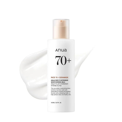 Korean Skincare Set ANUA Rice 70 Glow Milky Toner,Intensive Moisturizing Milk Lotion,Hydrating&Nourishing,Barrier Care 2pcs Sets