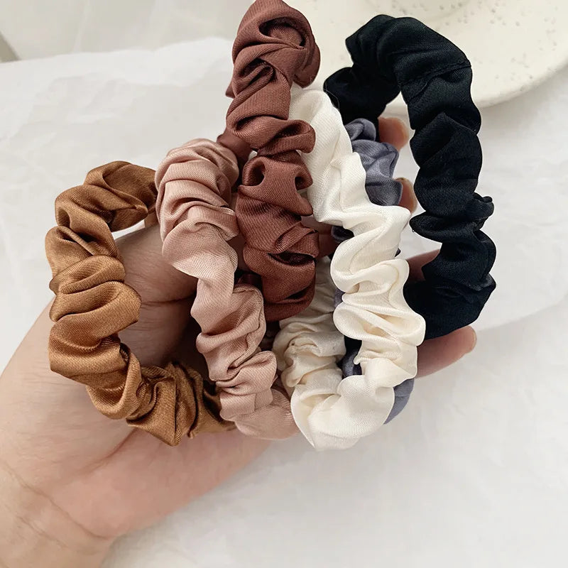 3/6Pcs/Set Silk Hair Scrunchies Elastic Hair Bands Women Elegant Headwear Hair Ties Ponytail Holder Sweet Hair Rope Rubber Bands