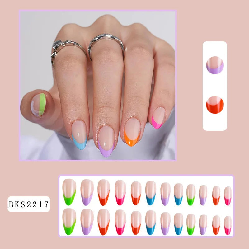 Wholesale Price Press On Nails Ballerina Medium Coffin False Nails French Tip Nails Manicure Stick On Nails Acrylic Fake Nails