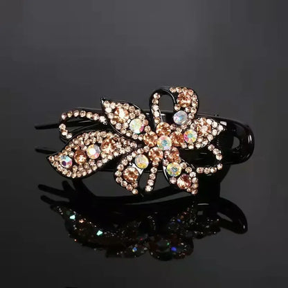 Shiny Rhinestone Hairpin Flower Leaf Duckbill Hair Claws Retro Hair Clips Accessories For Women Shinning Ponytail Headwear