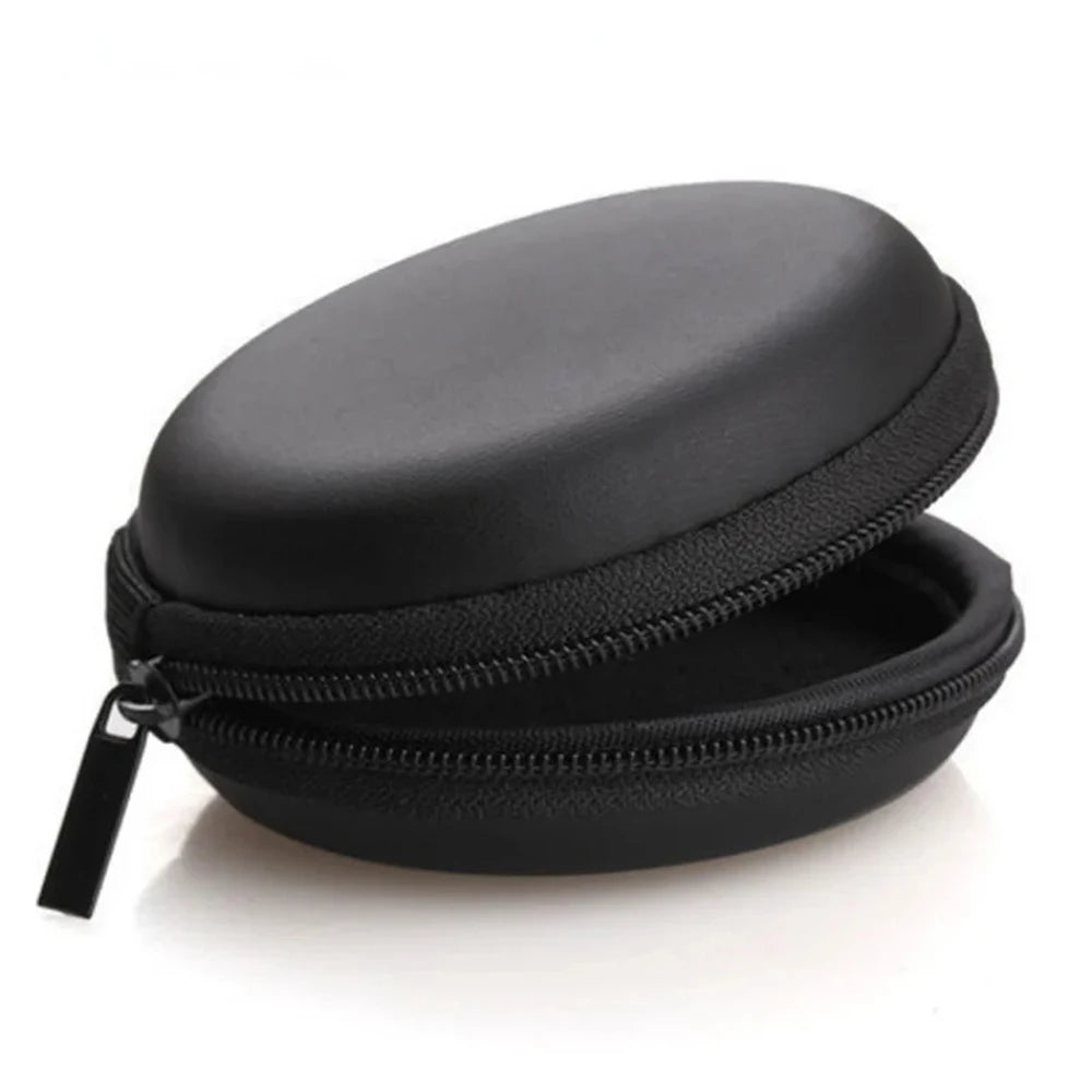 Headphone Storage Bag Diameter 8CM Round Headphone Organizer Storage Box with Partition Coin USB Flash Drive Cable Storage Case