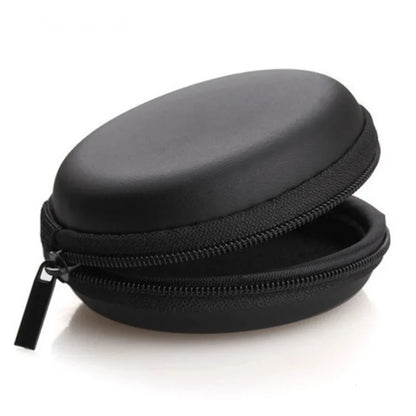 Headphone Storage Bag Diameter 8CM Round Headphone Organizer Storage Box with Partition Coin USB Flash Drive Cable Storage Case