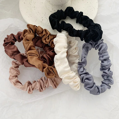 3/6Pcs/Set Silk Hair Scrunchies Elastic Hair Bands Women Elegant Headwear Hair Ties Ponytail Holder Sweet Hair Rope Rubber Bands