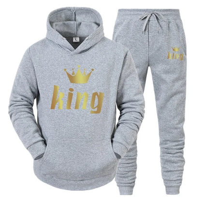King And Queen Couple Outfit Hoodie and Jogger Pants High Quality Men Women Daily Casual Sport Jogging Suit King Queen Tracksuit