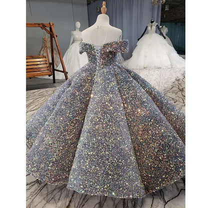 Children's Catwalk Dress Princess Dress New Fluffy Yarn Foreign Style Little Host Piano Performance Sequined Children's Dress