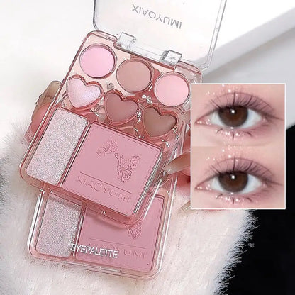 8-color Pearl Glitter Matte Peach Pink Blusher Highlight Eye Shadow Plate Korean Makeup Pink Orange Eyeshadow Cosmetics