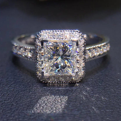 New Fashion Square Flashing Ring with Geometric Luxury Inlaid AAA Cubic Zirconia  Wedding Accessories Women's Jewelry