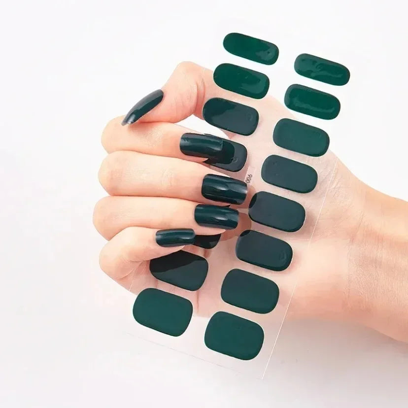 16Tips Nude Semi-Cured Gel Nail Wraps Sticker Long-Lasting UV LED Lamp French Nail Decal Full Cover Waterproof Semi-Cured Sticke