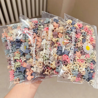 100Pcs Cute Flower Star Hair Claws Styling Hair Braid Hairpins Kids  Colorful Small Girls Hair Clips Hair Accessories Headwear