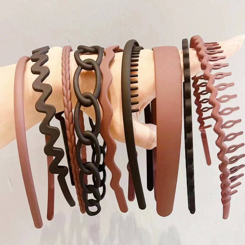 5/9pc Anti slip Toothed Hair Band Set Women's Men's Simple Frame Head Shampoo bangs Broken Hair Pressing Bracket Scrub Ornament