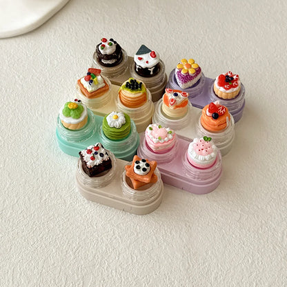 KLASSNUM Portable Cute Cartoon Contact Lens Case Drawer Design Color Contact Lenses Box Container Storage Case Travel Accessory