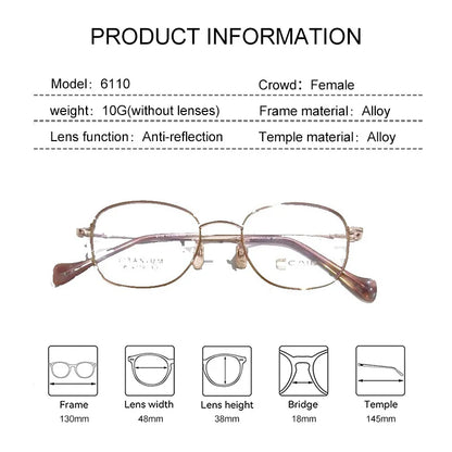 EYORA Ultralight Luxury Alloy Small Frame Reading Glasses Anti Blue Light Myopia and Hyperopia Photochromic Prescription Eyewear