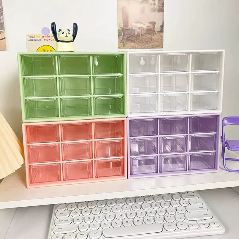 9 Grids Desktop Compartment Box Storage Box Jewelry Cosmetic Box Drawer Desk Organizer Earrings Makeup Transparent Container