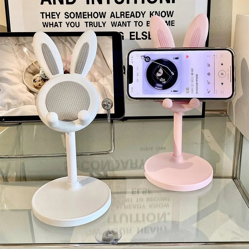 Cute Cartoon Bunny Phone Stand Desktop Cell Phone Stand For iPhone IPad Samsung Smartphone Adjustable Phone Holder Table Support
