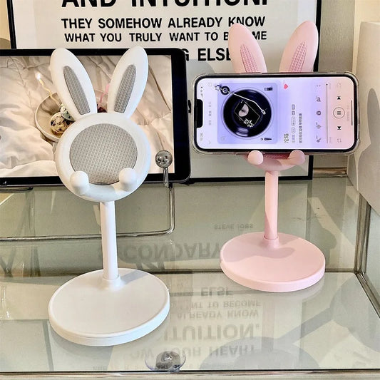 Cute Cartoon Bunny Phone Stand Desktop Cell Phone Stand For iPhone IPad Samsung Smartphone Adjustable Phone Holder Table Support