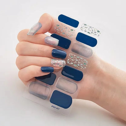 Semi Cured Gel Nail Sticker Pure Color UV LED Lamp Covered Waterproof Full Adhesive Long Self Nail Decals Manicure Lasting