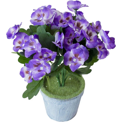 Spring Artificial Decorative Pansy Artificial Flower with Natural Stem Finish for Placement in Shelf Tabletop or Hanging Display