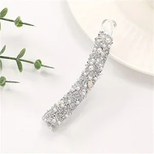 Elegant Rhinestones Banana Clip Sparkling Crystal Pearl Ponytail Holder Twist Hairpin Women Girls Summer Daily Party Hairpiece