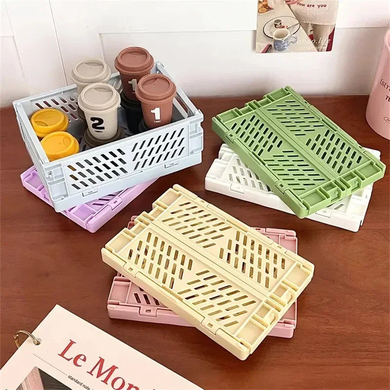 6 Color Foldable Storage Baskets Student Desktop Holder Tape Stationery Cosmetic Storage Box Home Office Organizer Container
