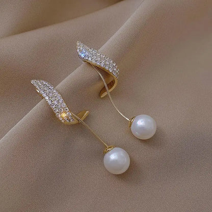 2023 New Classic Elegant Imitation Pearl Dangle Earrings For Women Crystal Long Tassel Exquisite Drop Earring Wedding Jewelry
