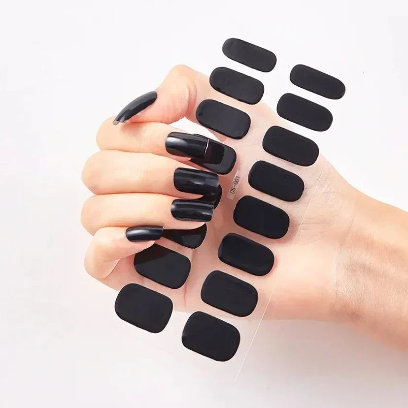 16Tips Nude Semi-Cured Gel Nail Wraps Sticker Long-Lasting UV LED Lamp French Nail Decal Full Cover Waterproof Semi-Cured Sticke