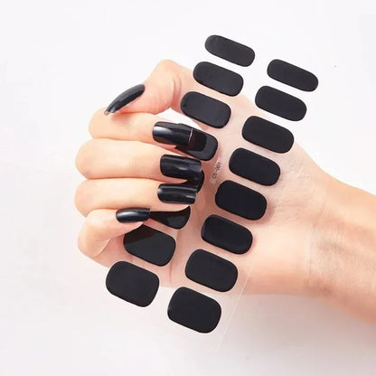 16Tips Nude Semi-Cured Gel Nail Wraps Sticker Long-Lasting UV LED Lamp French Nail Decal Full Cover Waterproof Semi-Cured Sticke