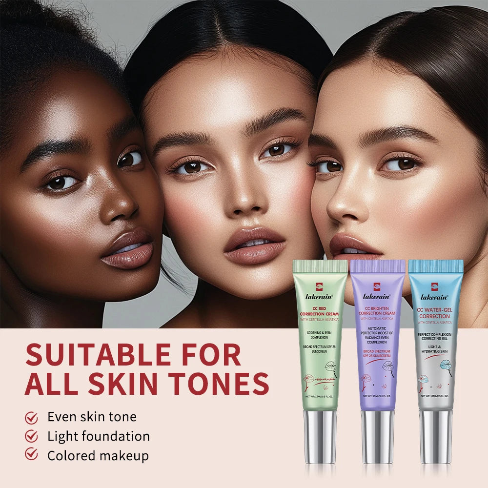 Lakerain CC Cream Color Changing Liquid Foundation High Coverage Even Skin Tone Moisturize Foundation Primer Korean Makeup