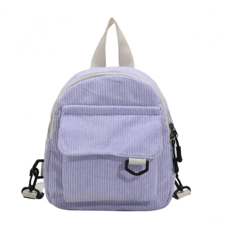 Women's Mini Backpack Fashion Solid Color Corduroy Small Simple Leisure Travel Large Capacity Durable  School Bag
