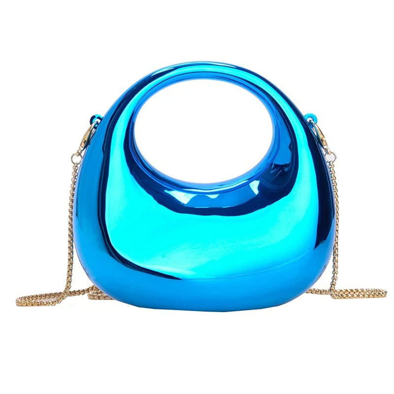 Z. Women's Chain Crossbody Bag Small Purse Acrylic Metallic Luster Half Moon Party Banquet Women's Bag Luxury Handbag