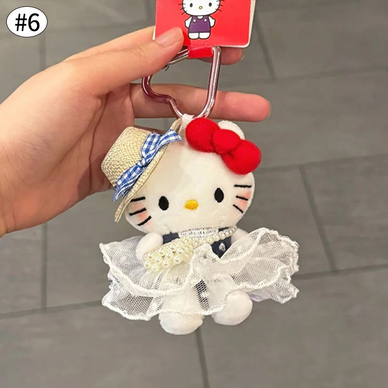 Sanrio Hello Kitty Keychain Cute Cartoon Bag Pendant Plush Doll Charms Car Key Ring Backpack Accessories Women Girl Gifts