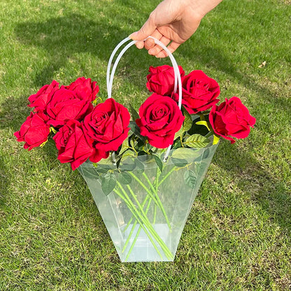 1pc Transparent Gifts Tote Bag Wedding Bouquet Flowers Packaging Bags Box For Florist Birthday Party Decor Xmas Valentines Gift