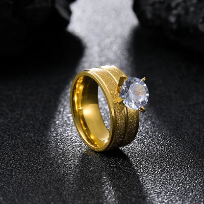 2024 Exquisite Gold Fashion Cube Zirconia Engagement Ring Women's Love Wedding Party Anniversary Celebration Bridal Jewelry Gift