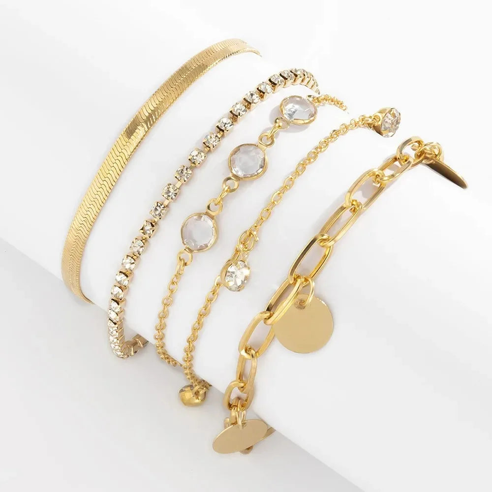 3 Pcs/set Geometric Twisted Lines Irregular Shaped Open Cuff Bracelet and Bangle Set for Women Punk Exaggerated Style Accessor
